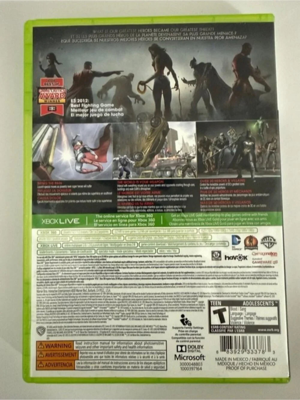 Injustice Gods Among Us Xbox 360 Game Complete w/ Case & Manual